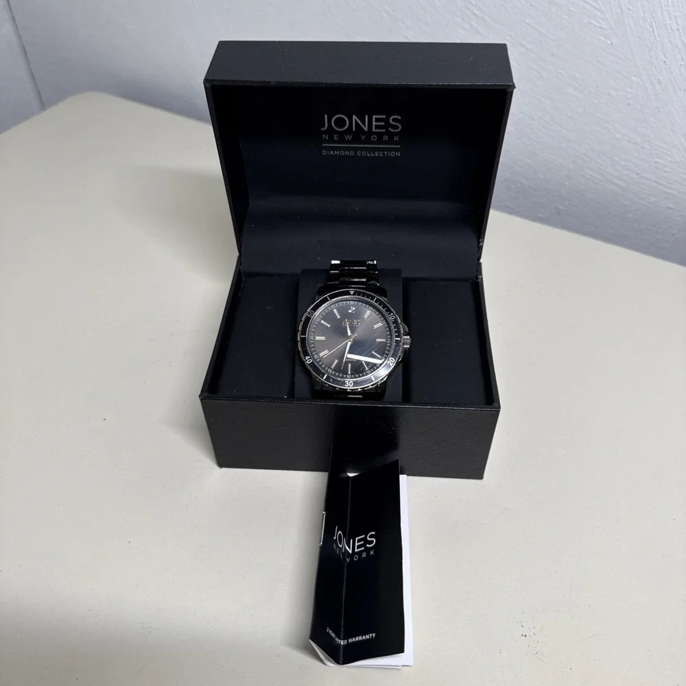 Jones New York Diamond Collection Men's Black on Black Watch - Brand New in Box